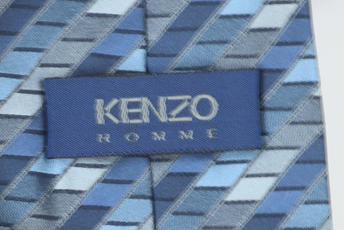 Kenzo Men's Blue Geometric Silk Designer Tie