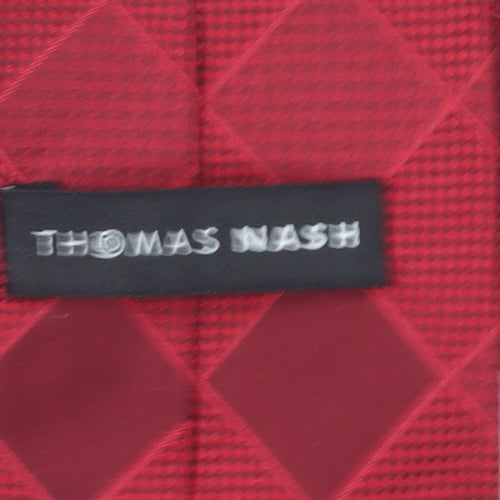 Thomas Nash Men's Red Geometric Silk Tie