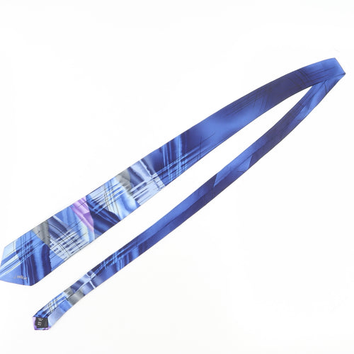 Leonardo Men's Blue Silk Geometric Slim Tie