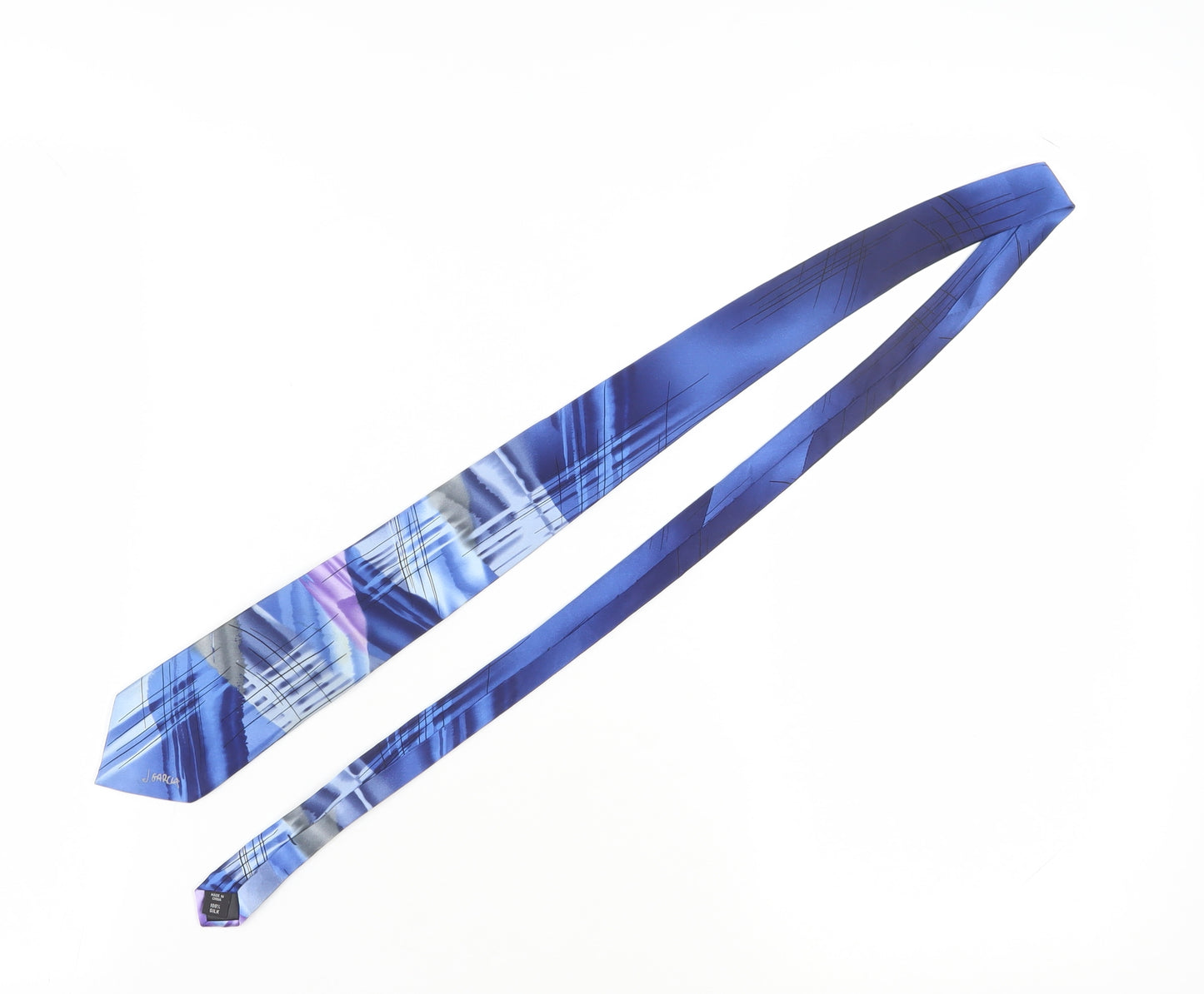 Leonardo Men's Blue Silk Geometric Slim Tie