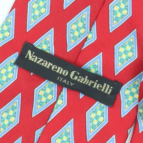 Nazareno Gabrielli Red Geometric Silk Men's Tie One Size
