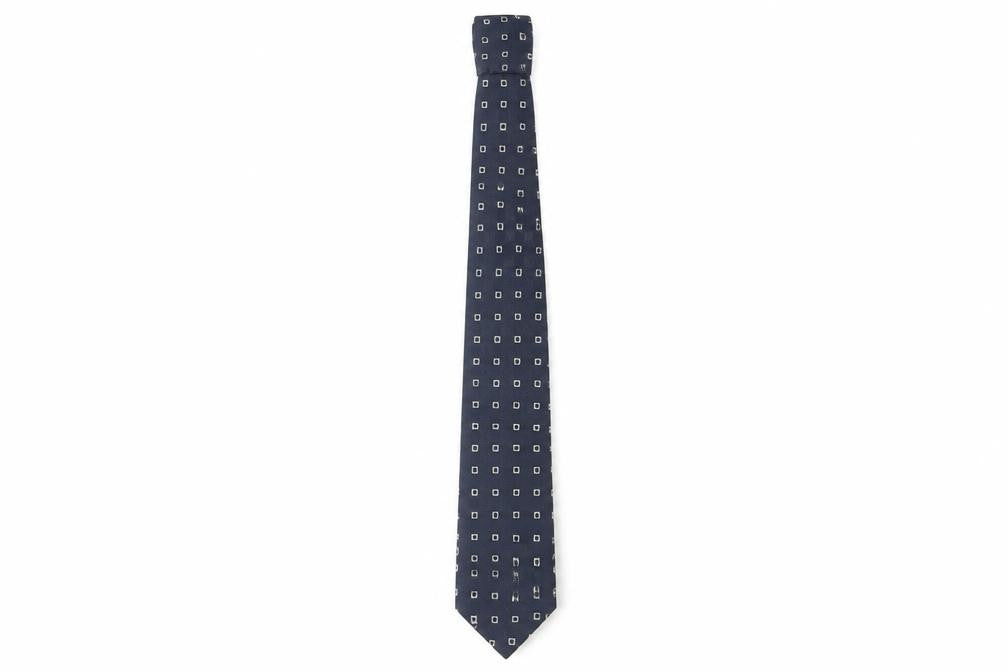 Front view of Windsor Men's Blue Silk Geometric Slim Tie