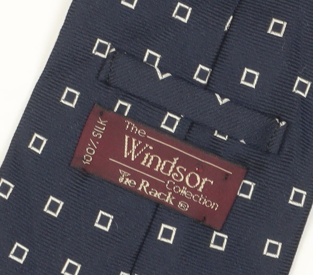 Windsor Men's Blue Silk Geometric Slim Tie