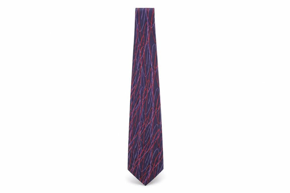 Front view of Frangi Men's Purple Silk Geometric Tie, One Size