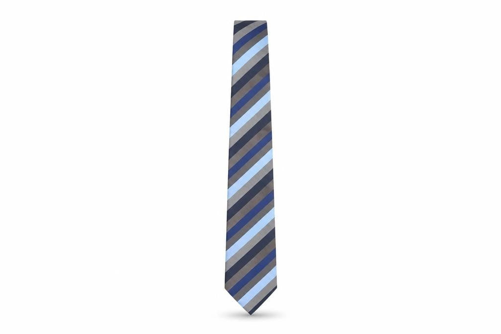 Front view of Marks & Spencer Men's Blue Striped Silk Tie