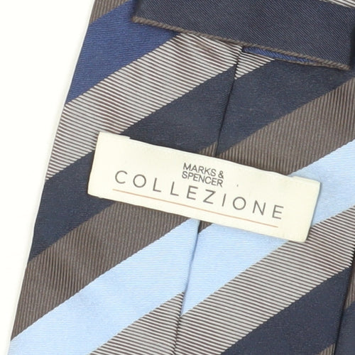 Marks and Spencer Men's Blue Striped Silk Tie