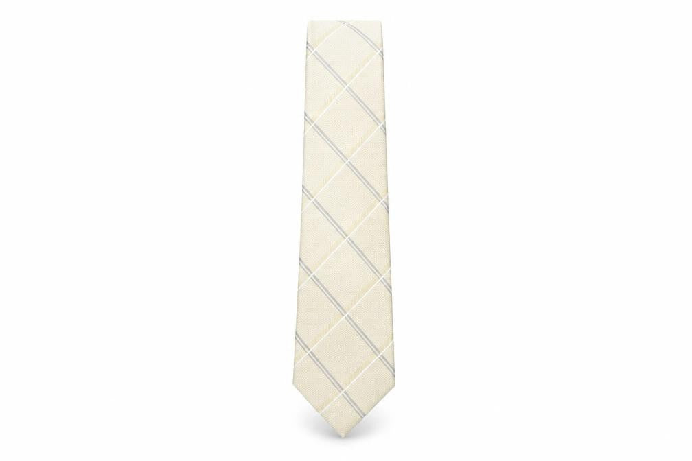 Front view of Blakes London Beige Check Silk Men's Tie