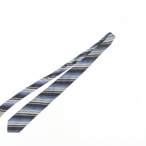 Harrods Silk Striped Tie Men Blue Black Beige Elegant