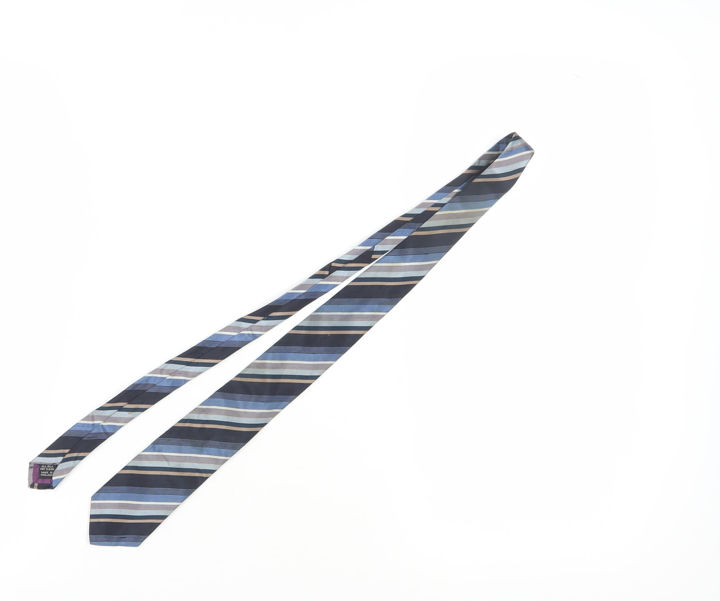 Harrods Silk Striped Tie Men Blue Black Beige Elegant