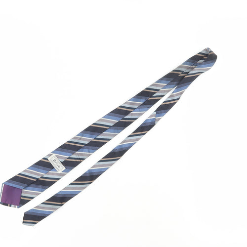Harrods Silk Striped Tie Men Blue Black Beige Elegant