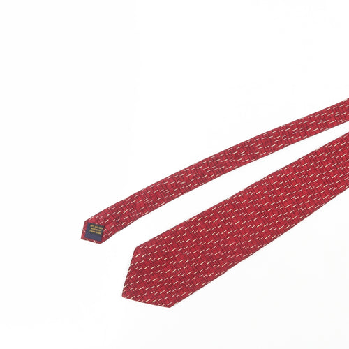 Italy Mode Men's Red Silk Designer Tie - Geometric Pattern