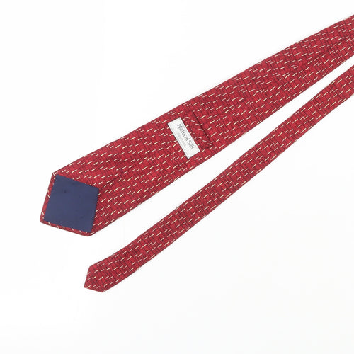 Italy Mode Men's Red Silk Designer Tie - Geometric Pattern