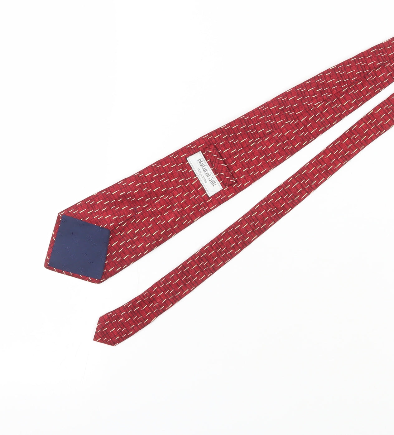 Italy Mode Men's Red Silk Designer Tie - Geometric Pattern
