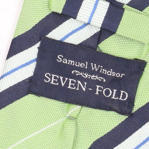 Samuel Windsor Men's Green Stripe Silk Slim Tie