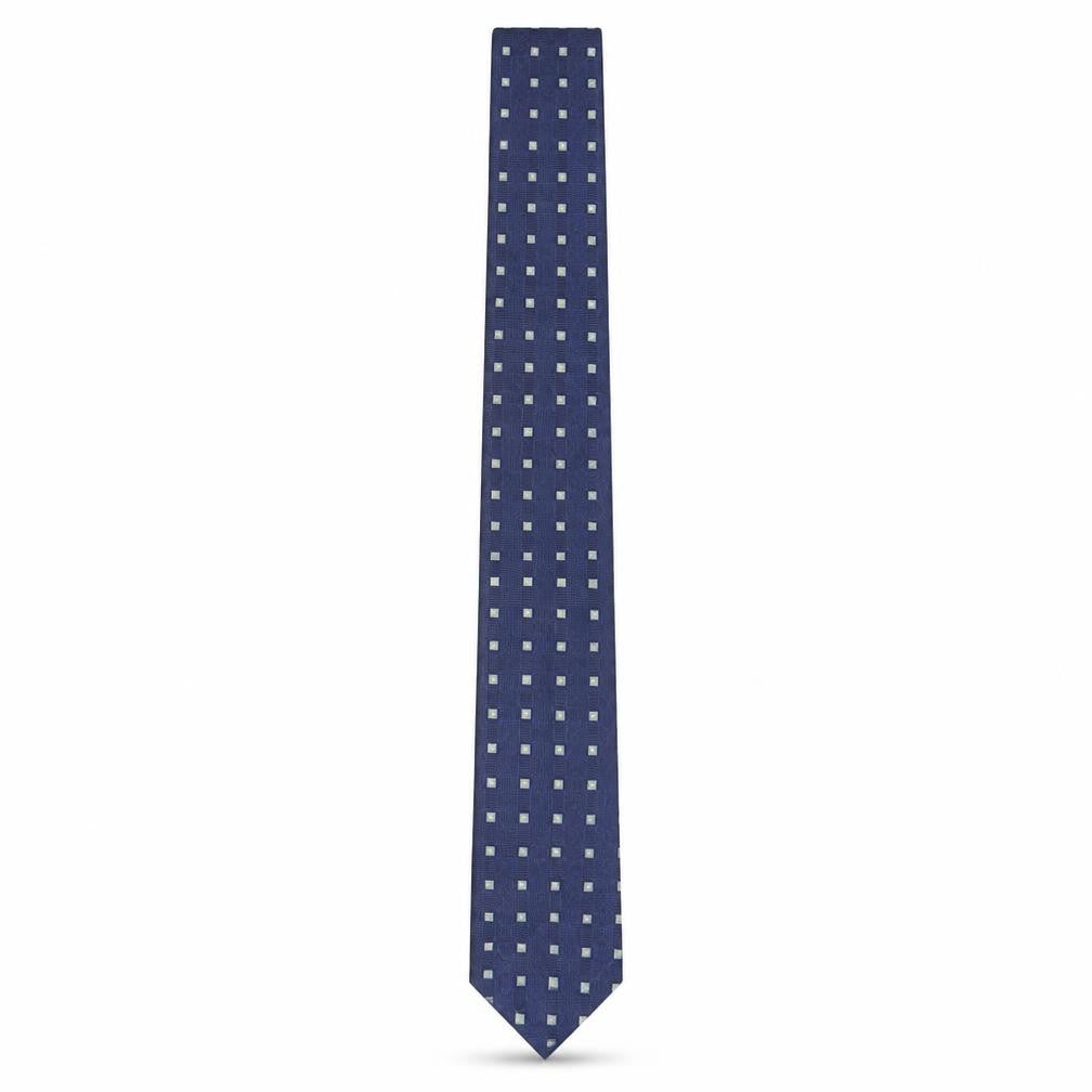 Front view of Skopes Men's Blue Geometric Silk Tie