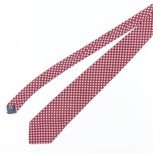 James Meade Men's Red Silk Plaid Tie