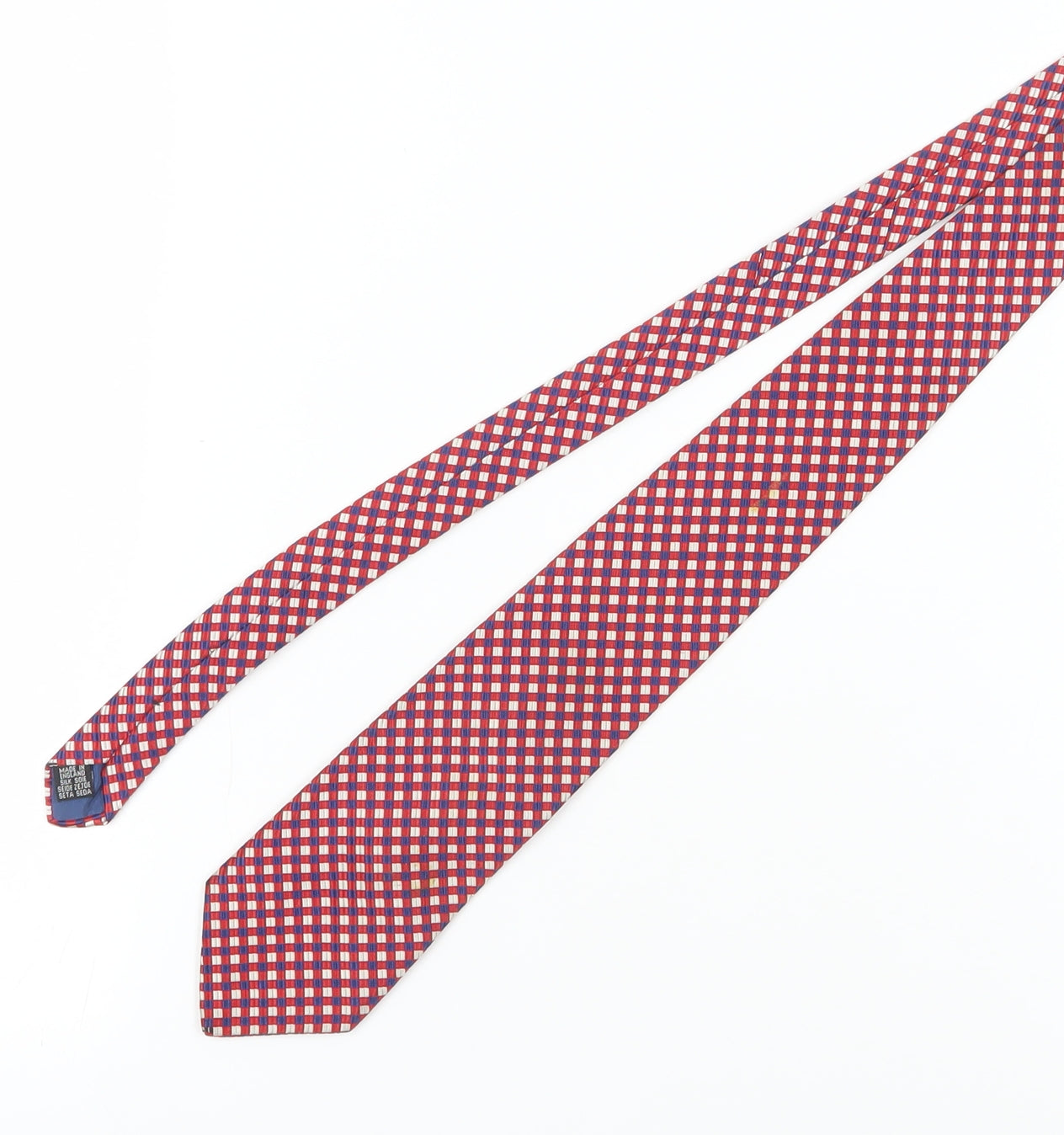 James Meade Men's Red Silk Plaid Tie