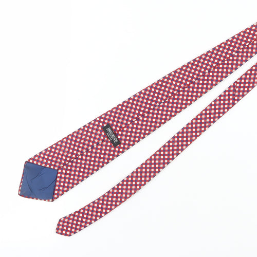 James Meade Men's Red Silk Plaid Tie