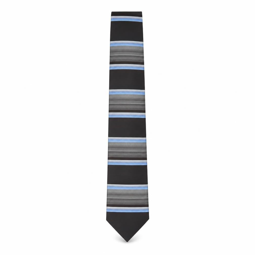 Front view of Berringer Menswear Silk Black & Blue Slim Tie