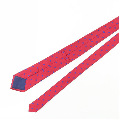 TM Lewin Men's Red Polka Dot Silk Tie Handmade