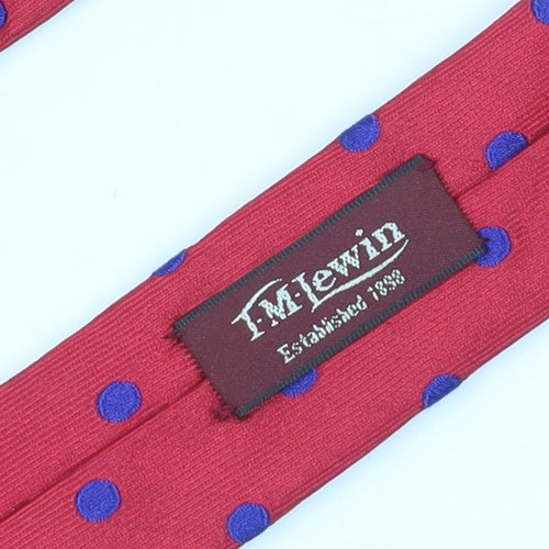 TM Lewin Men's Red Polka Dot Silk Tie Handmade
