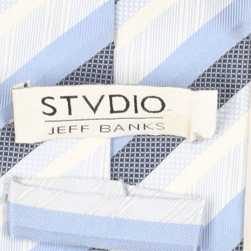 STVDIO Jeff Banks Blue Striped Mens Silk Tie
