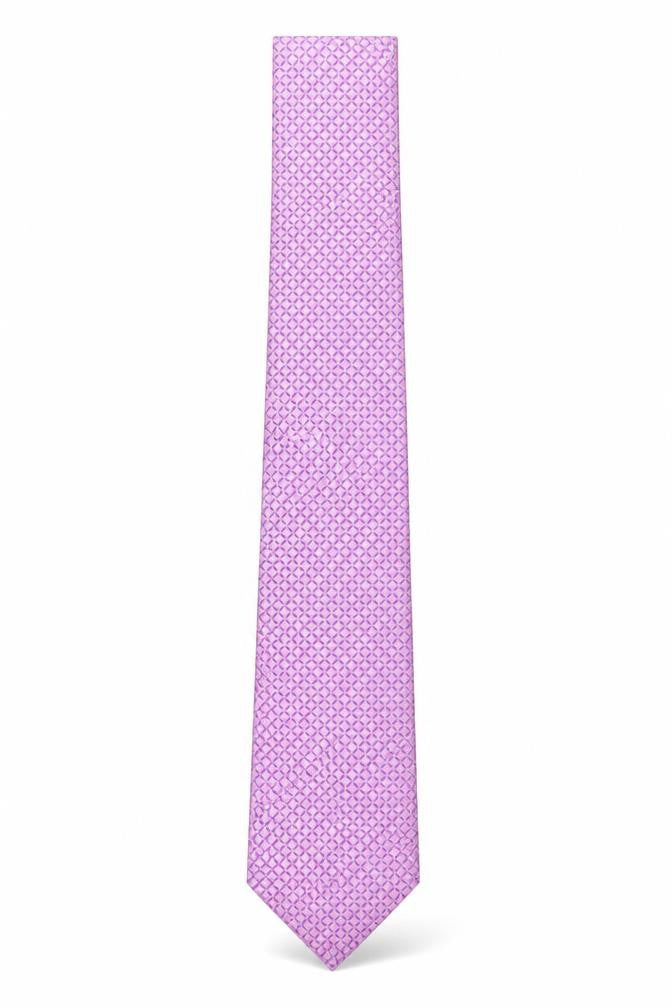 Front view of Van Heusen Men's Pink Geometric Slim Tie Silk