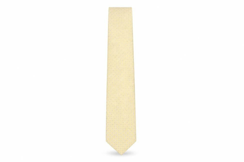 Front view of Tie Rack Men's Yellow Silk Geometric Tie