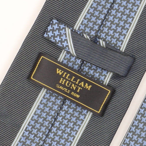 William Hunt Men’s Blue Houndstooth Silk Designer Tie