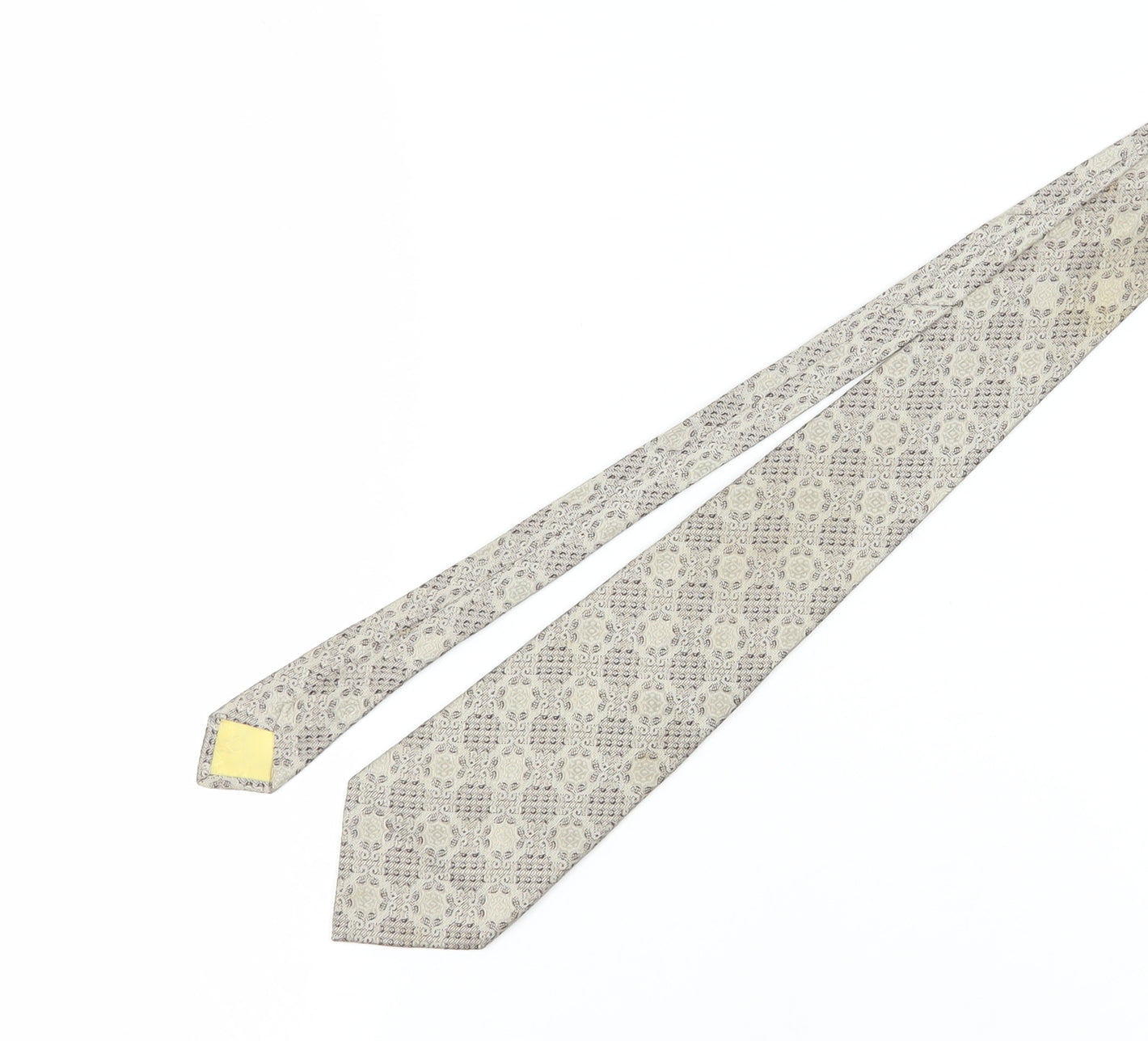 Christian Dior Men's Beige Silk Geometric Tie