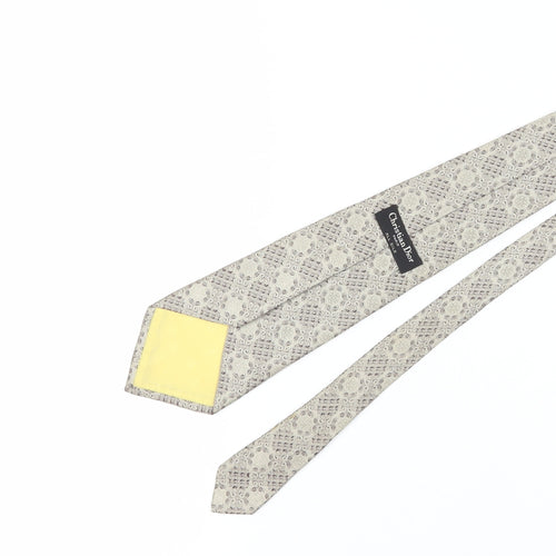 Christian Dior Men's Beige Silk Geometric Tie