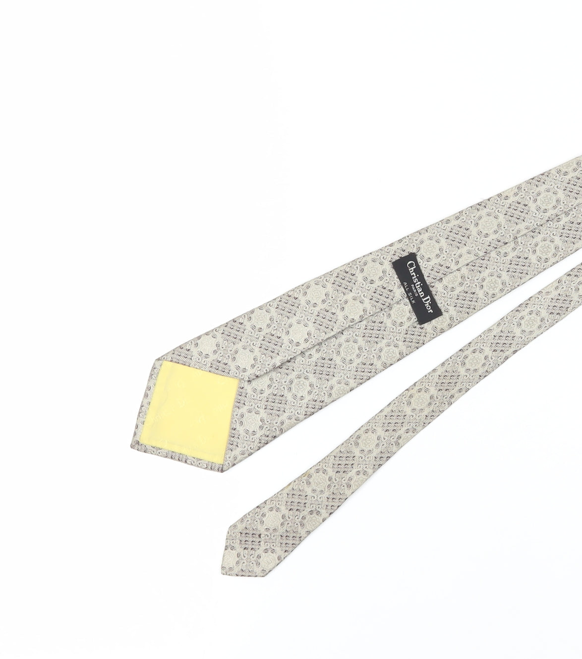 Christian Dior Men's Beige Silk Geometric Tie