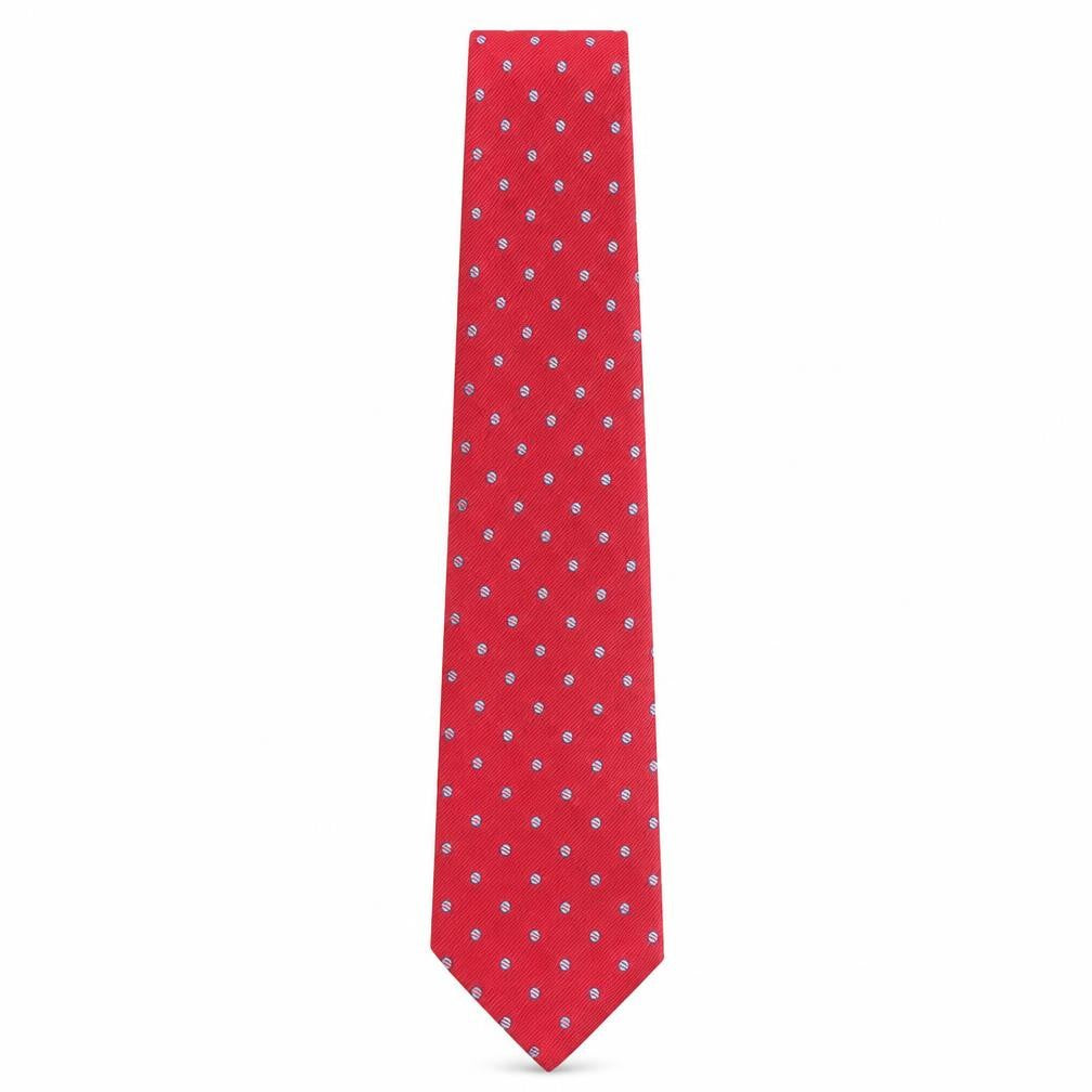Front view of T.M. Lewin Red Silk Polka Dot Men's Handmade Tie