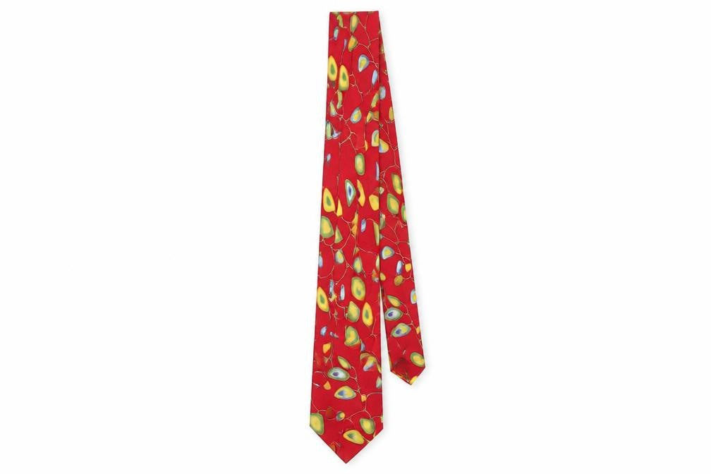 Front view of Jaeger Men's Red Silk Floral Tie