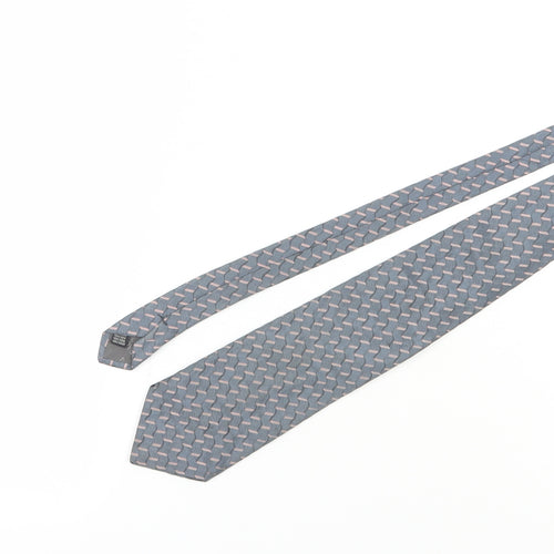 Baumler Men's Grey Silk Geometric Slim Tie