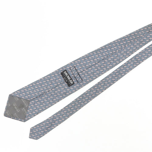 Baumler Men's Grey Silk Geometric Slim Tie