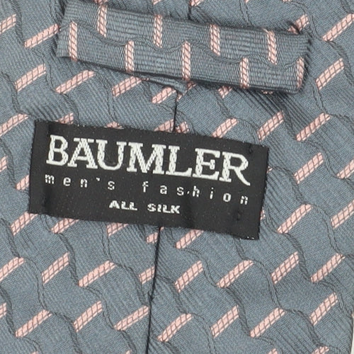 Baumler Men's Grey Silk Geometric Slim Tie