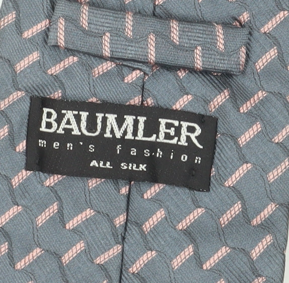 Baumler Men's Grey Silk Geometric Slim Tie