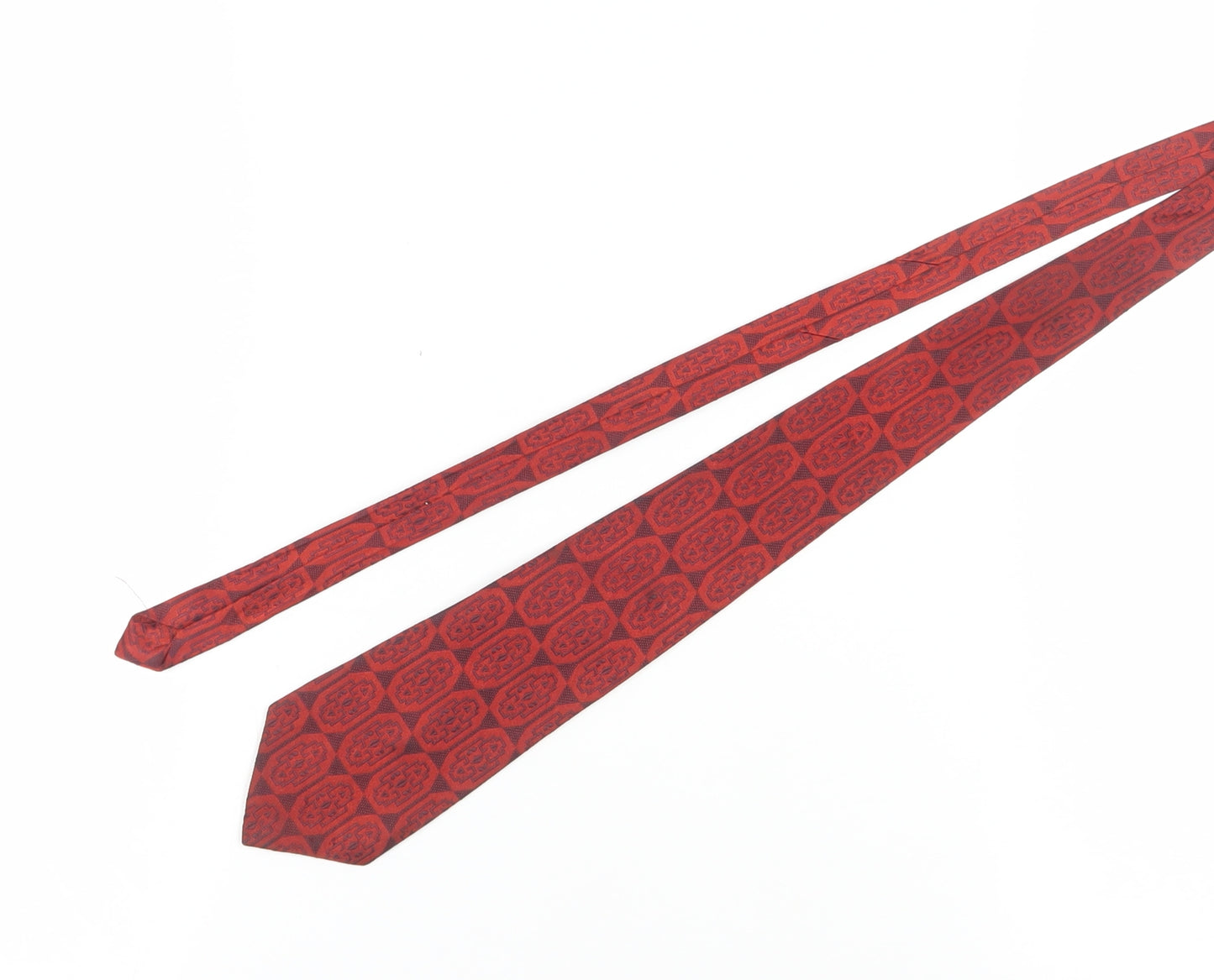 A Mertius Men's Red Geometric Slim Tie - Polyester