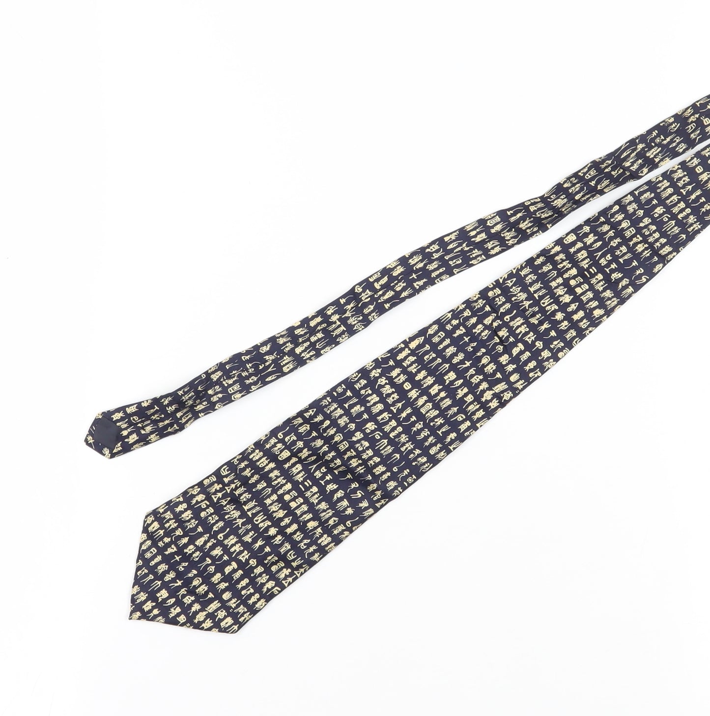 Kailong Men's Black Silk Geometric Handmade Tie