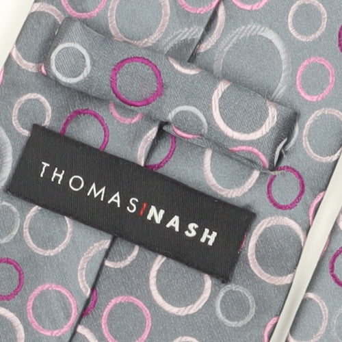 Thomas Nash Men's Grey Geometric Tie
