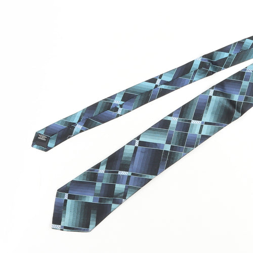 Crazy Horse Men's Blue Silk Plaid Slim Tie