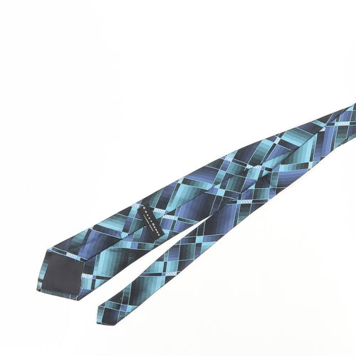 Crazy Horse Men's Blue Silk Plaid Slim Tie