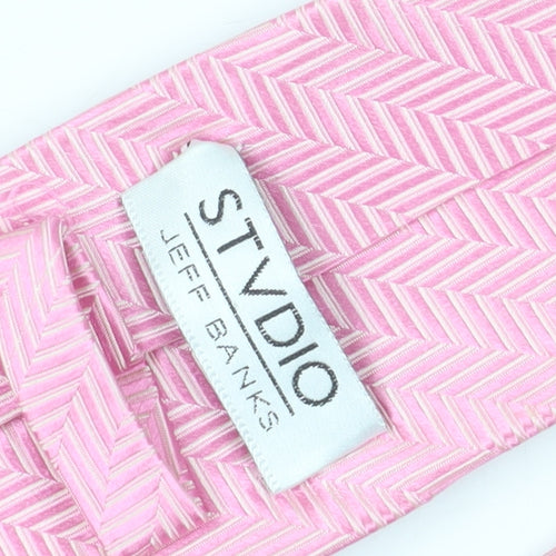 STVDIO Jeff Banks Pink Silk Geometric Men's Tie