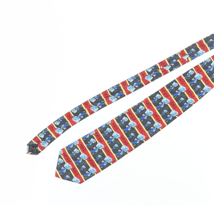 BHS Men's Multicoloured Geometric Cartoon Tie, One Size