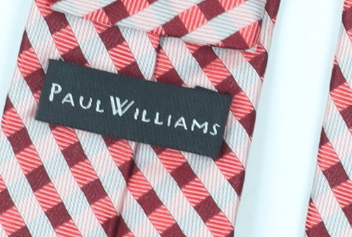 Paul Williams Men's Red Check Silk Slim Tie