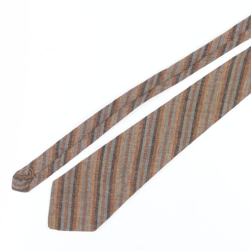 Warp & Weft Brown Striped Wool Men's Tie