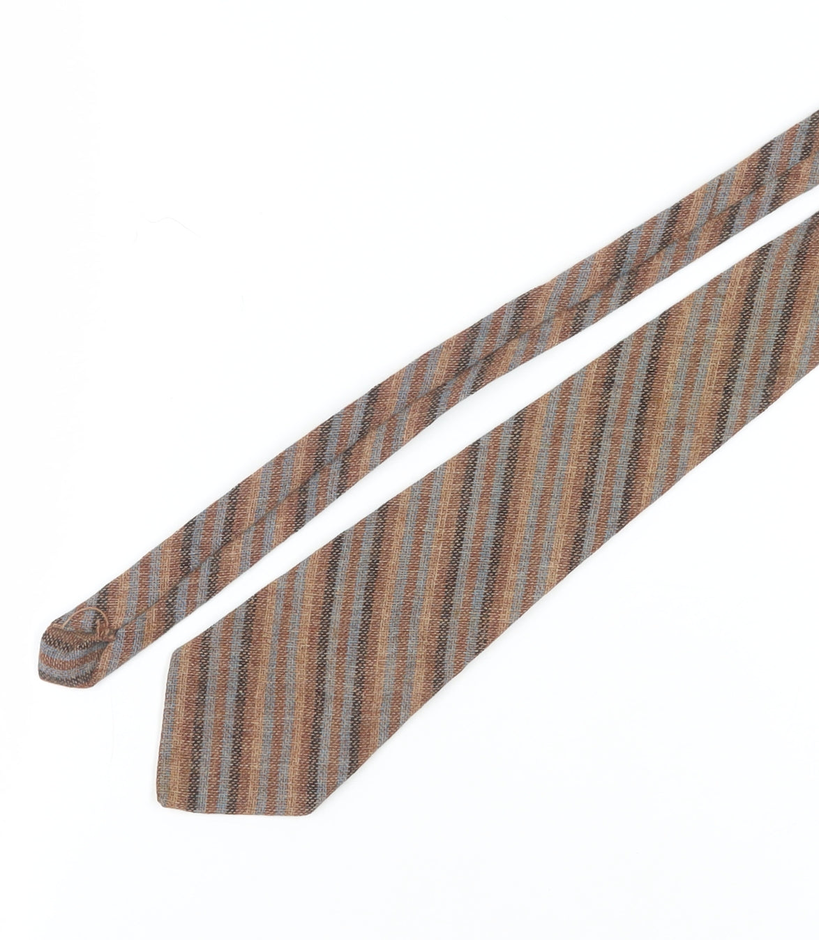 Warp & Weft Brown Striped Wool Men's Tie