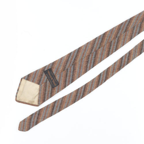 Warp & Weft Brown Striped Wool Men's Tie