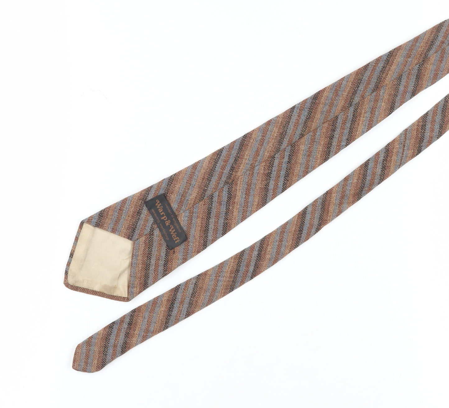 Warp & Weft Brown Striped Wool Men's Tie